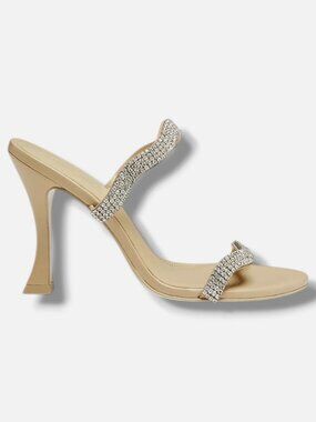 Cult Gaia Women's Beige Mariella 110MM Embellished Sandals Shoes Size EU:37 US:7